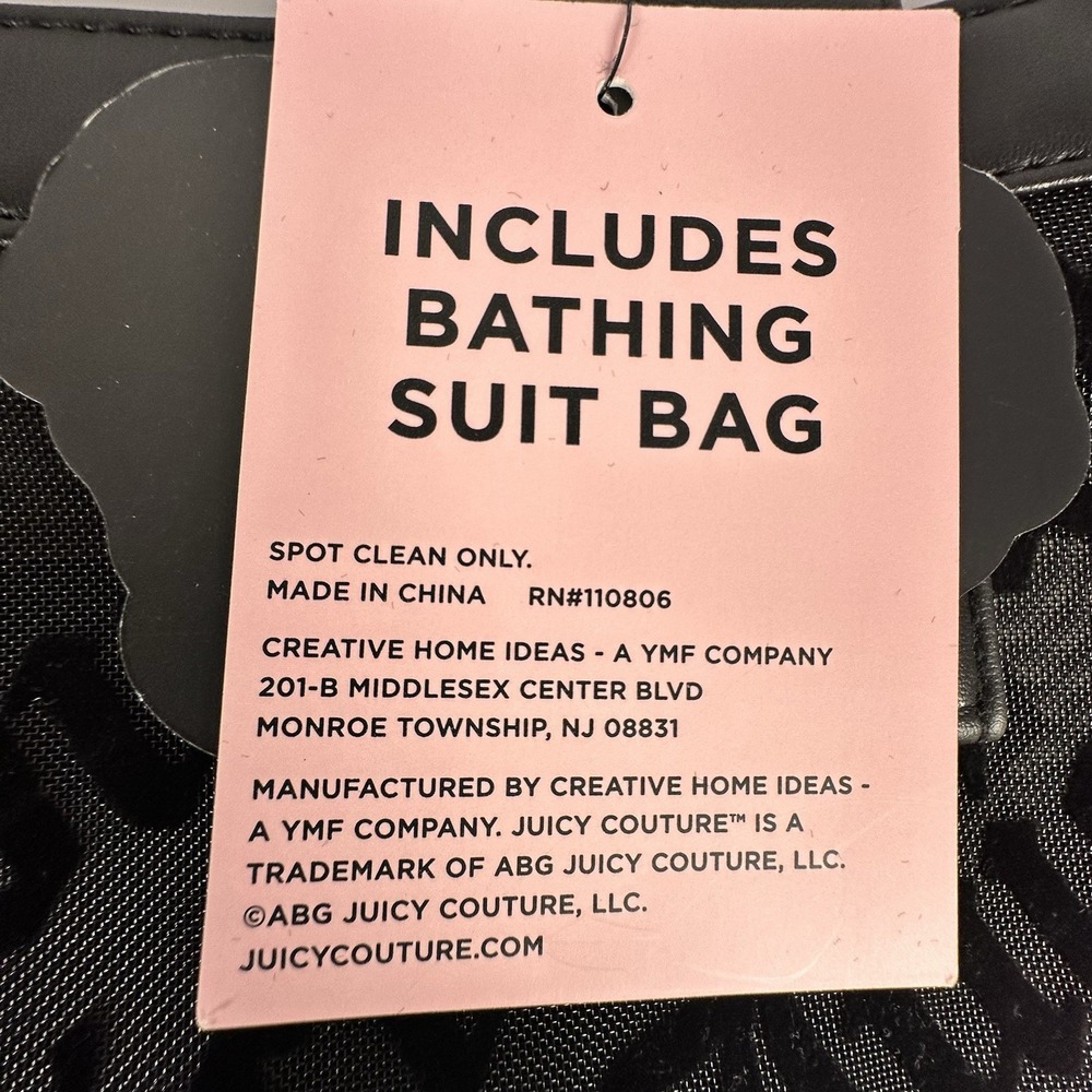 Juicy Couture Black Mesh Logo Beach Tote Bag W/ Zip Bathing Suit Pouch Goth NWT - Picture 7 of 12